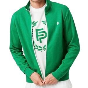 FLINT PARK Men's Court Jacket in Kelly Green Tennis Full Zip Retro - Medium NWT